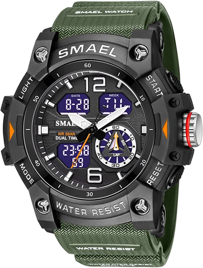 Men's LED Analog Sports Watch with Multiple Displays