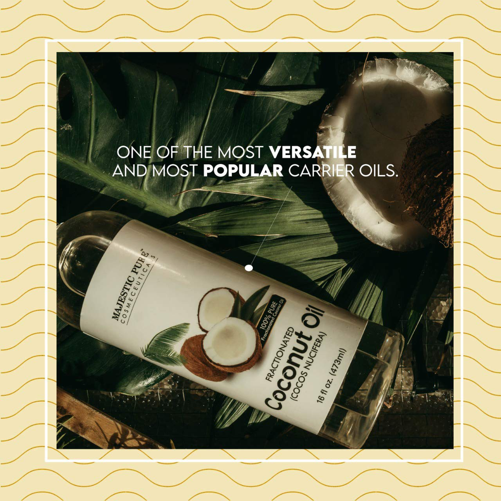 Majestic Pure Fractionated Coconut Oil - Relaxing Massage Oil, Liquid Carrier Oil for Diluting Essential Oils - Skin, Lip, Body & Hair Oil Moisturizer & Softener - 16 Fl Oz