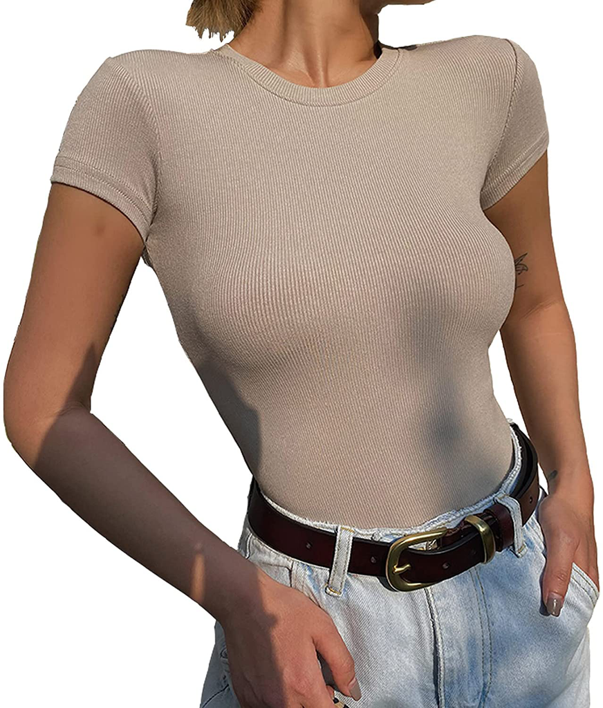 SansoiSan Women T-Shirt Elastic Femme Streetwear Tops