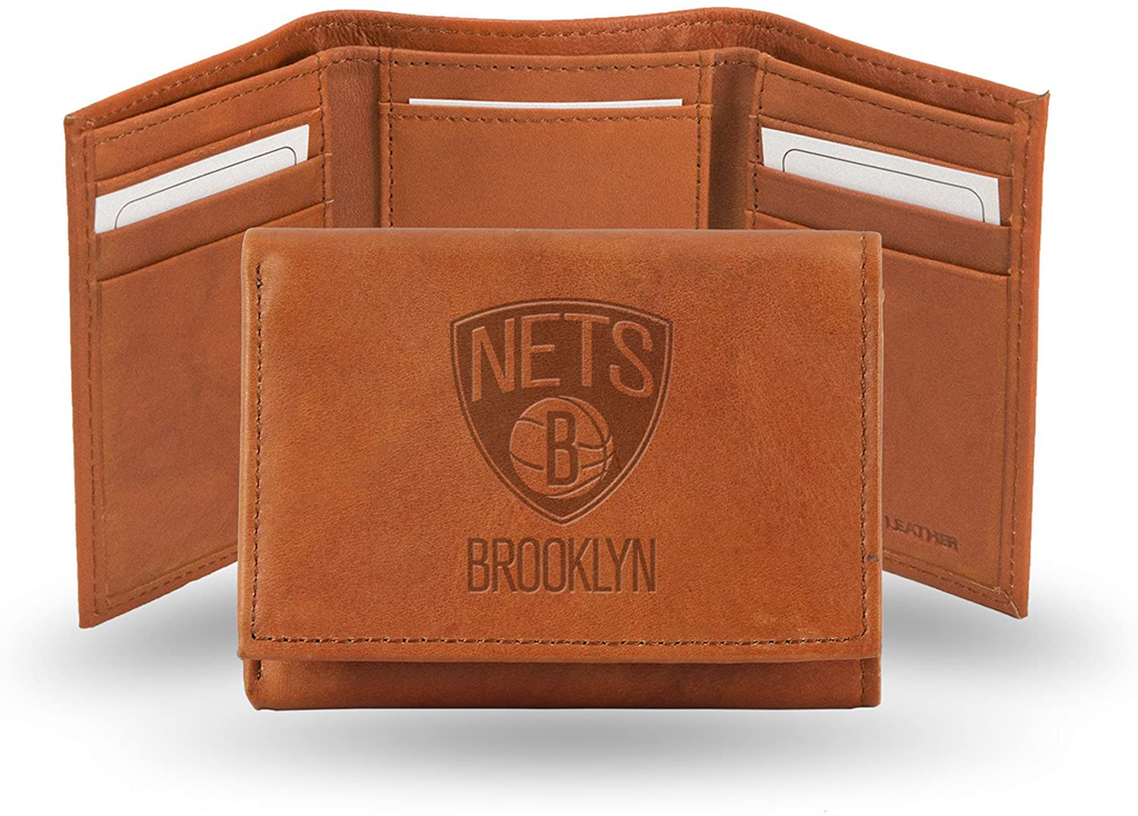 Rico Industries NBA Brooklyn Nets Embossed Leather Trifold Wallet
