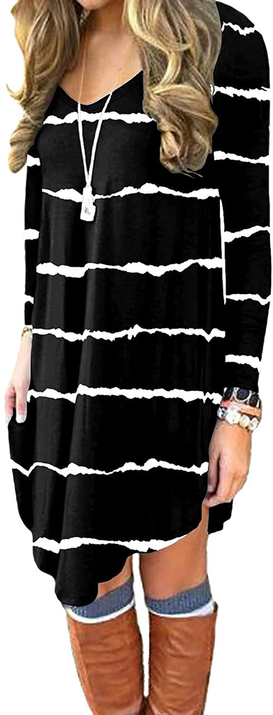 DEARCASE Women's Long Sleeve Casual Loose T-Shirt Dress