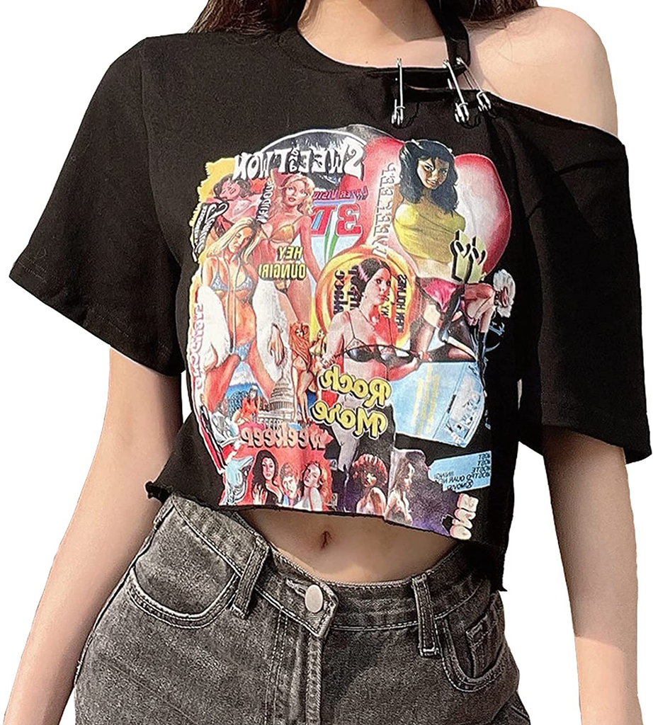 SansoiSan Women T-Shirt Elastic Femme Streetwear Tops