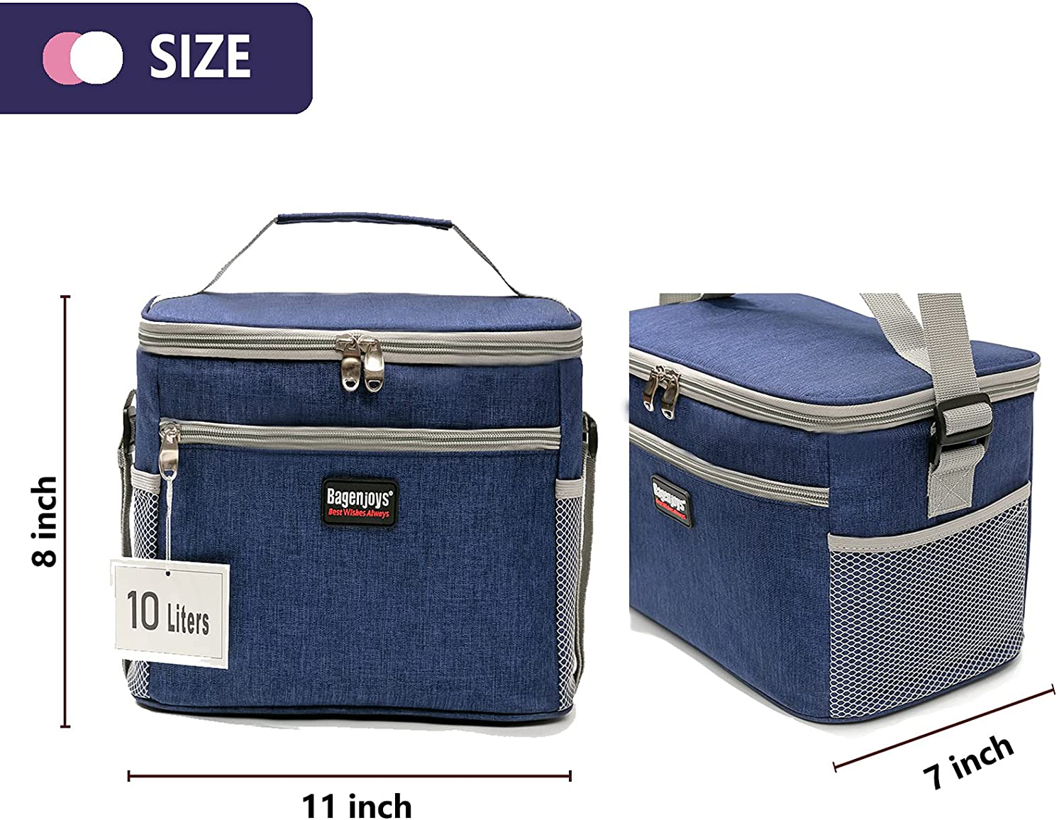 Tiblue Insulated Lunch Bag for Women/Men - Reusable Lunch Box for Office  Work School Picnic Beach - Leakproof Freezable Cooler Bag with Adjustable