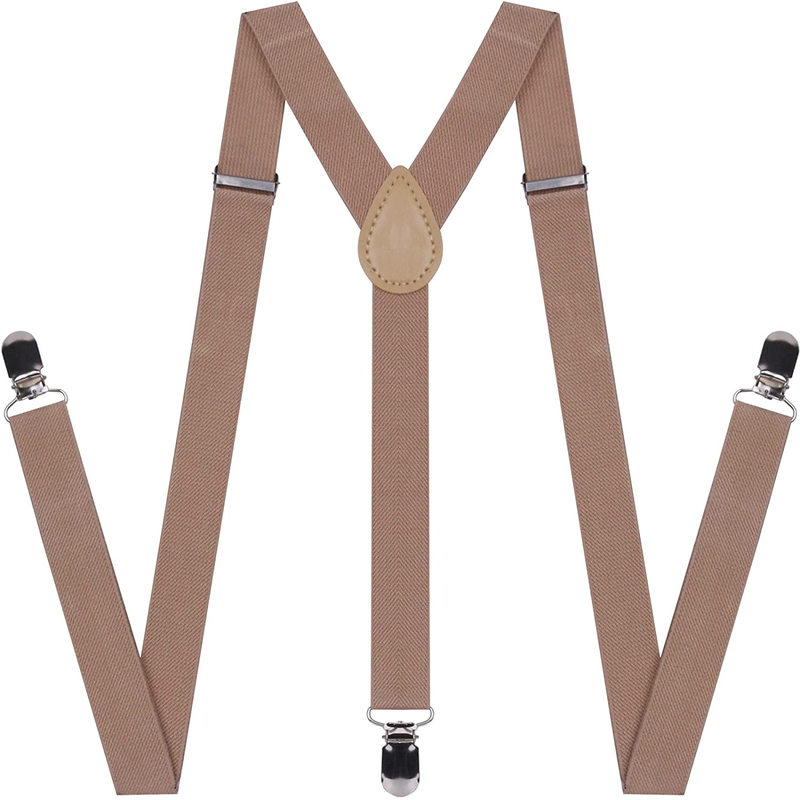 Adjustable Suspenders for Men and Women - Elastic 1 Inch Wide Metal Clip Suspenders