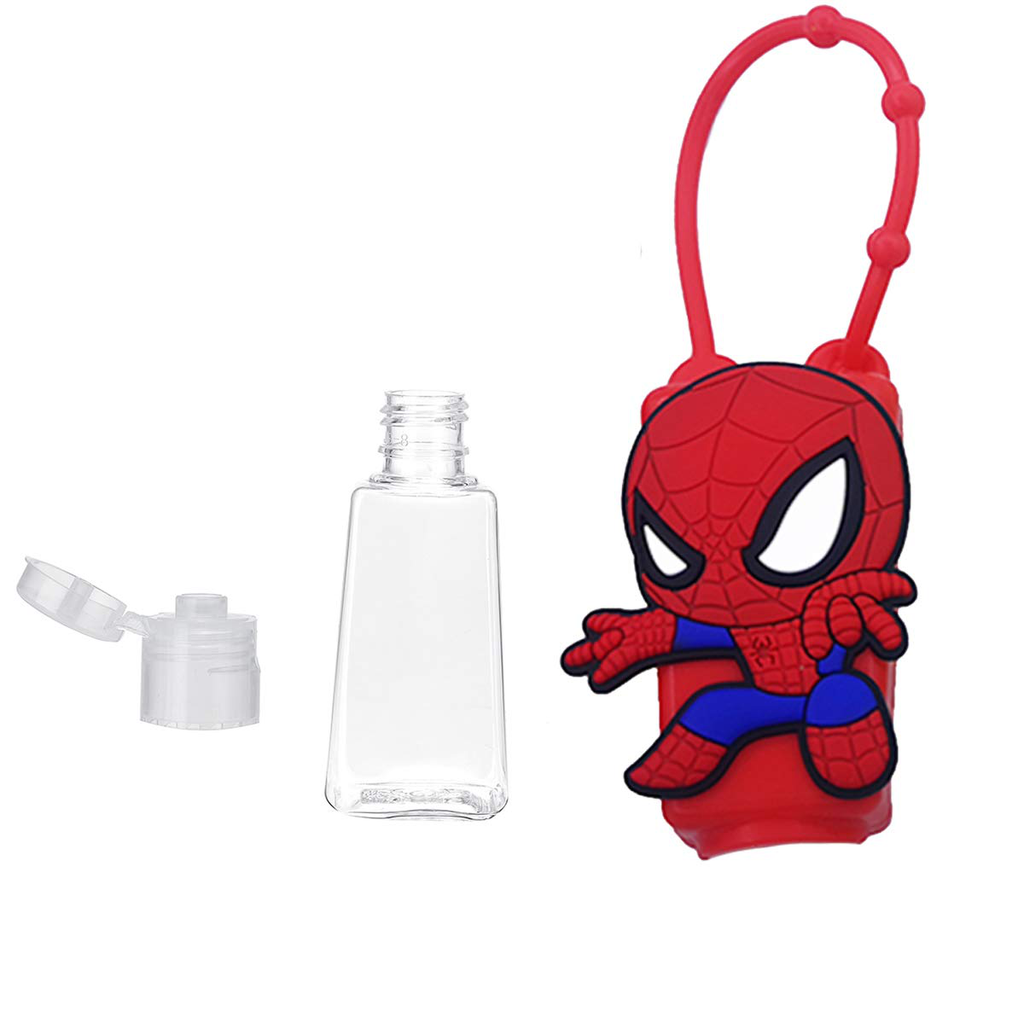 Cute Character Travel Hand Sanitizer Holder for Backpack, Travel Size Sanitizer Case, Kids Sanitizer Silicone Holder Leak Proof Refillable Travel Containers (1 Piece)