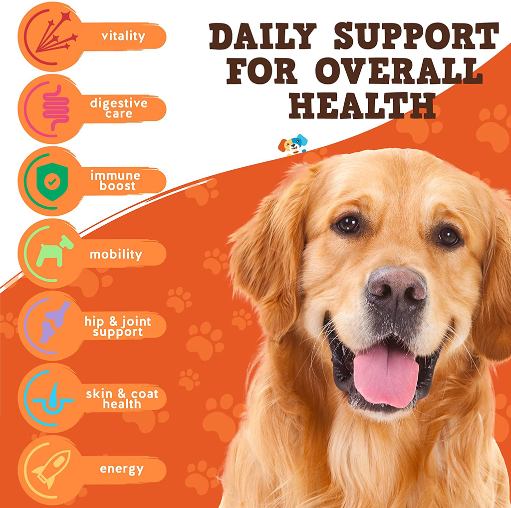 Jack&Pup Dog Vitamins and Supplements Multivitamins for Dogs - BarkBuddies Multi-Buddy Dog Multivitamins Chewable Soft Chews Puppy Vitamins and Supplements - Dog Supplements & Vitamins (60ct)