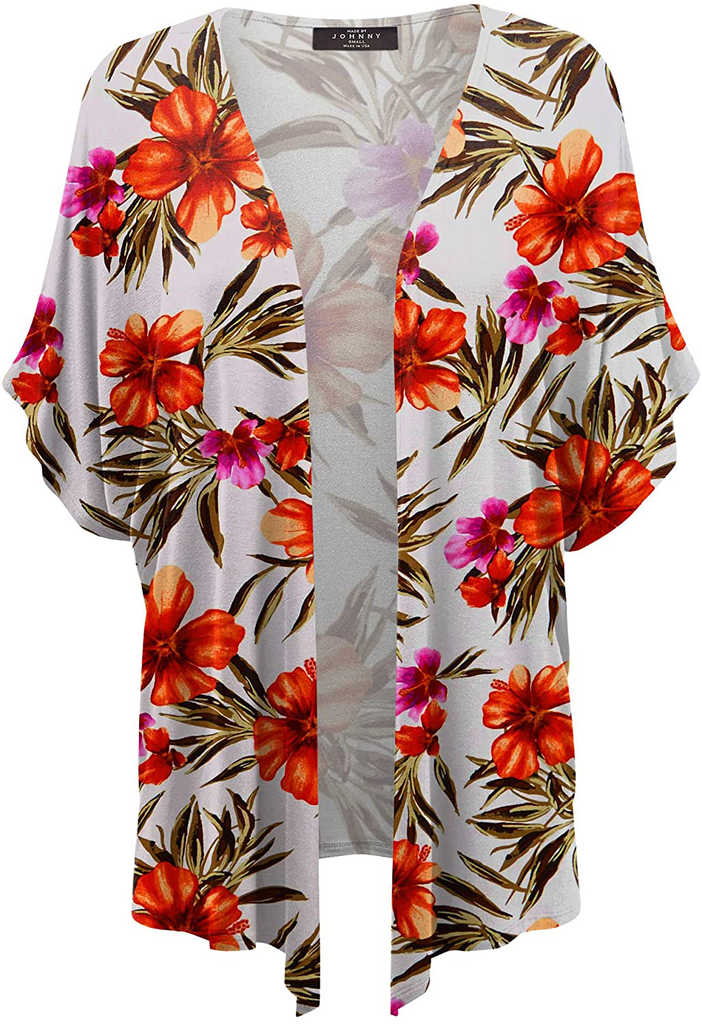 Made By Johnny Women's Kimono Style Short Sleeve Dolman Cardigan