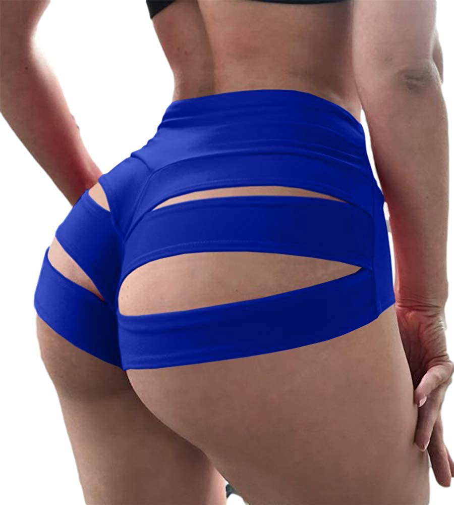 BZB Women's Cut Out Yoga Shorts Scrunch Booty Hot Pants High Waist Gym –  MODAndME