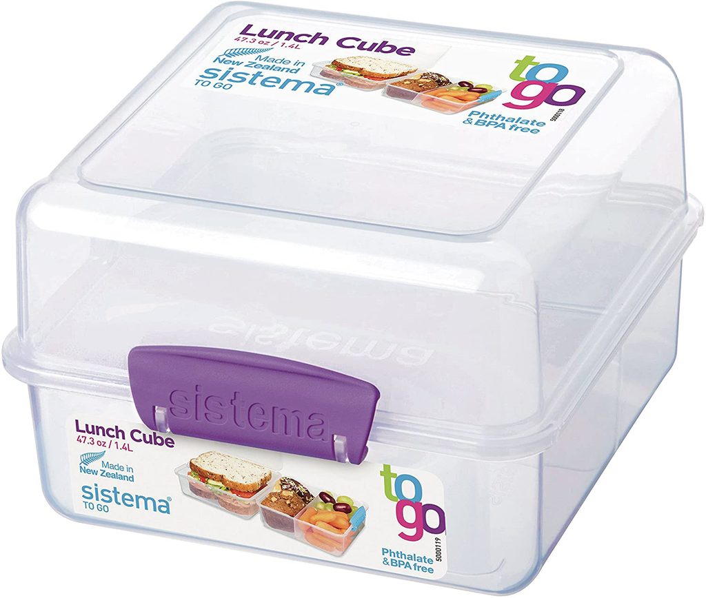 Sistema To Go Collection Lunch Cube Compact Food Storage Container, 5.9 Cup, Color Varies | Great for Meal Prep | BPA Free, Reusable