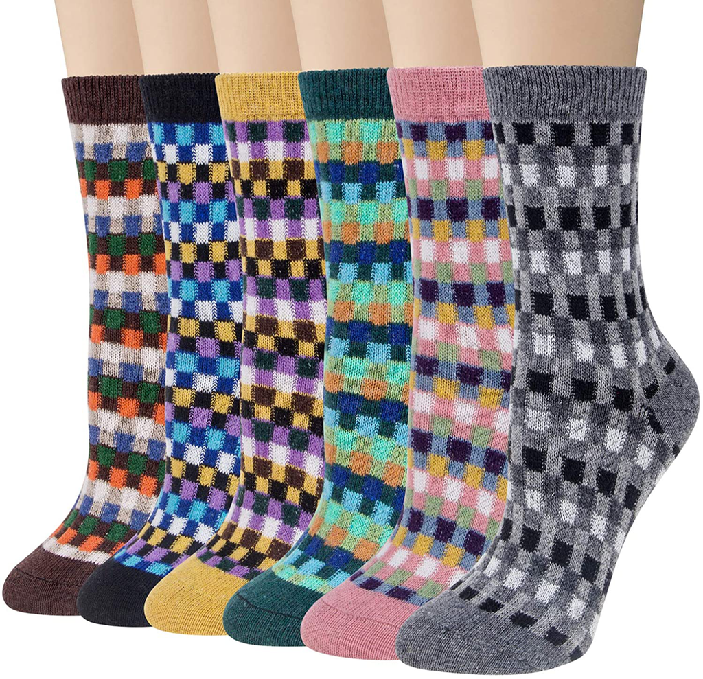 Pack of 5 Womens Winter Socks Warm Thick Knit Wool Soft Vintage Casual Crew Socks Gifts