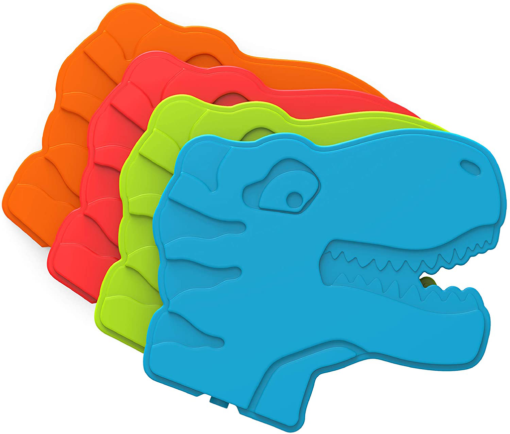 Bentgo Buddies Reusable Ice Packs - Slim Ice Packs for Lunch Boxes, Lunch Bags and Coolers - Multicolored 4 Pack (Dinosaur)
