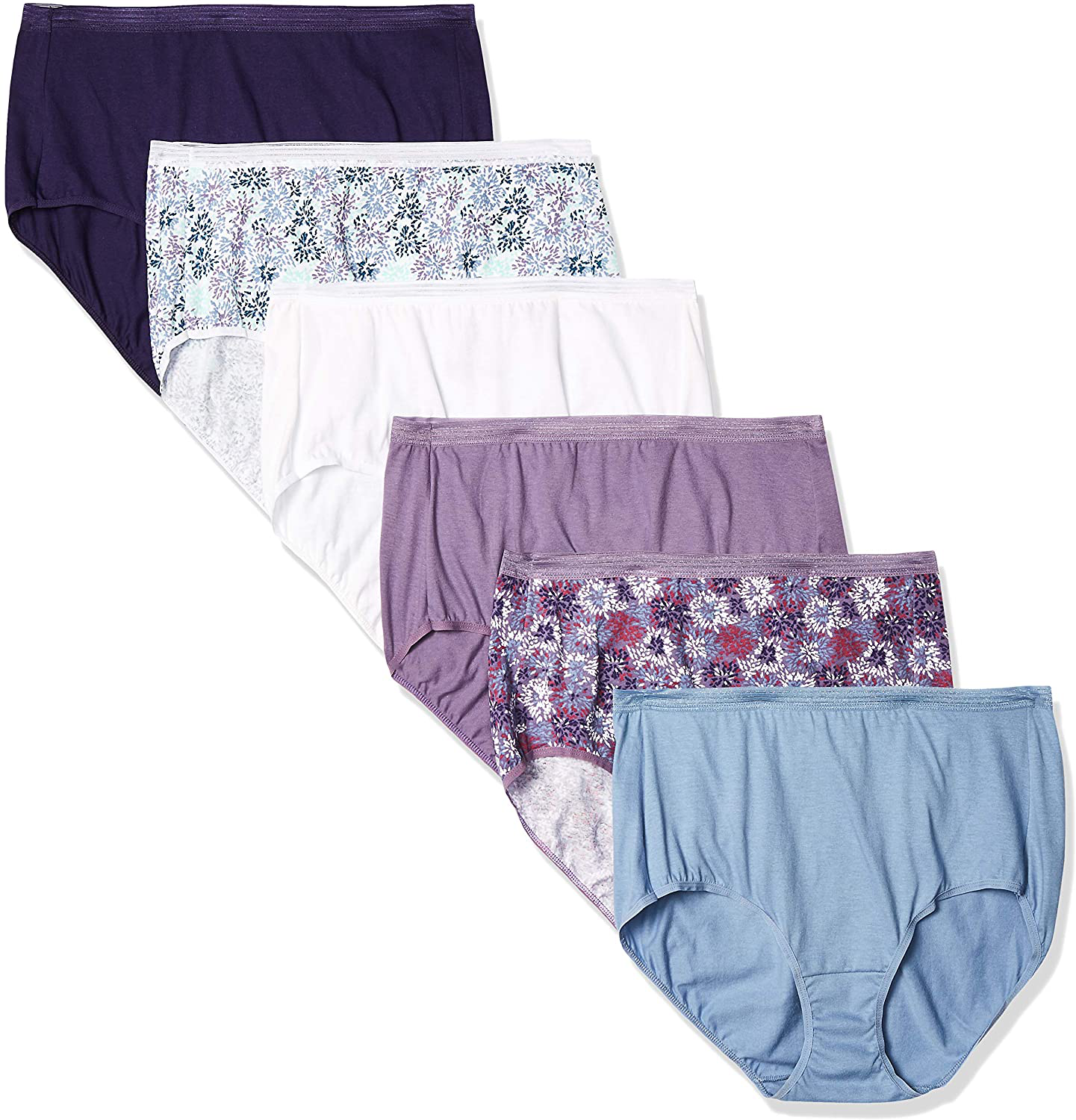 Hanes Women's Cotton Brief Underwear, Moisture-Wicking, 6-Pack Assorted 2 7