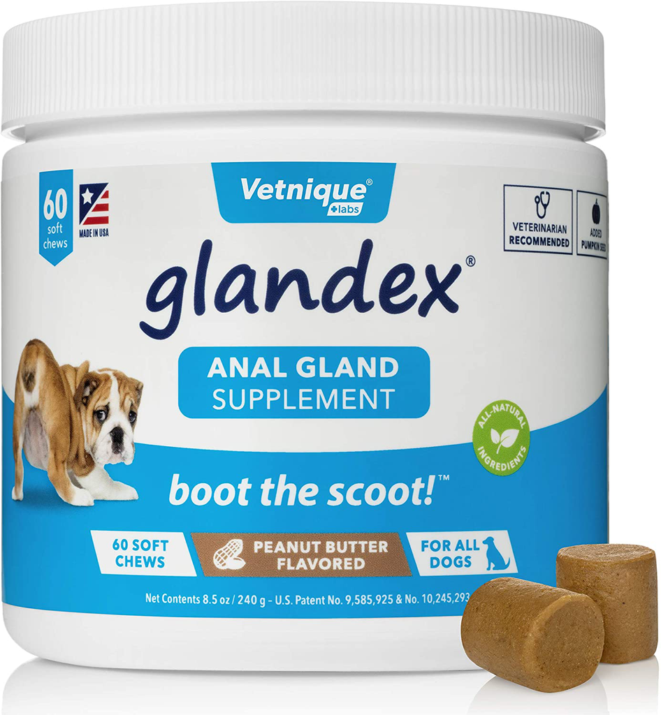 Glandex Anal Gland Soft Chew Treats with Pumpkin for Dogs 60ct Chews with Digestive Enzymes, Probiotics Fiber Supplement for Dogs – Vet Recommended - Boot The Scoot - by Vetnique Labs