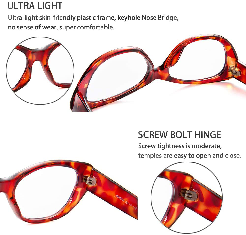 Blue Light Blocking Reading Glasses for Women Men, Fashion Computer Glasses Anti-Glare Anti-eyestrain Headache, UV400/2 Packs in Black and Brown（+2.0）