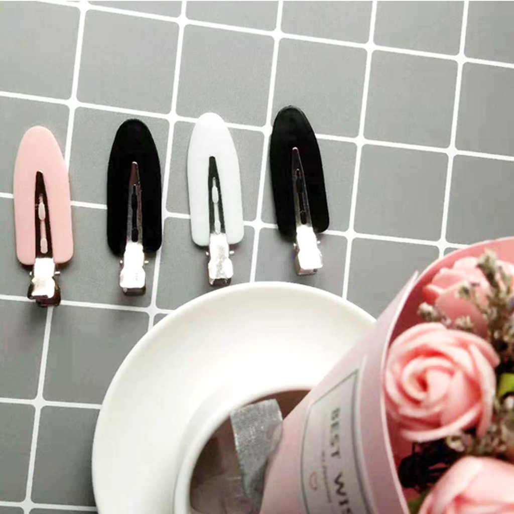 6 Pieces No Bend Hair Clips, No Crease Hair Clip for Hairstyling, Makeup Clips for Women and Girls (Black&Pink&White)