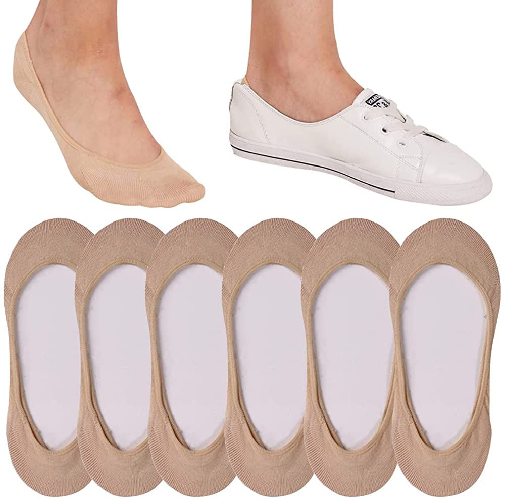 4 to 8 Pairs Ultra Low Cut No Show Socks Women Invisible for Flats and Dress Shoes Liner Socks with Non-Slip Heel Grips