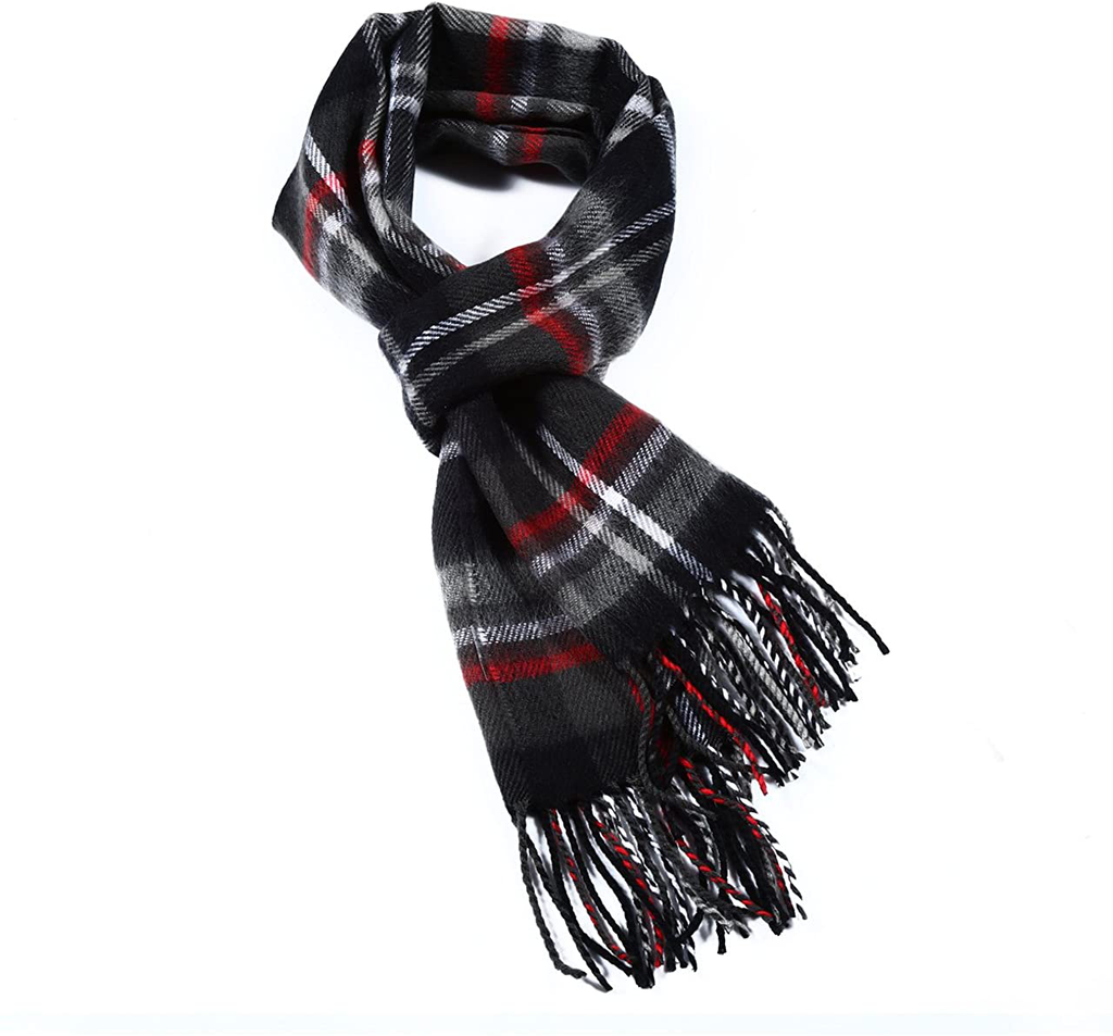 A.WAVE Softer than Cashmere Wool Touch Tassel Ends Plaid Check Solid Scarf