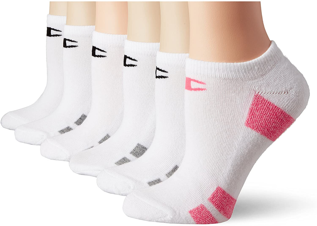 Champion Women's Double Dry 6-Pair Pack Performance No Show Cushioned Socks