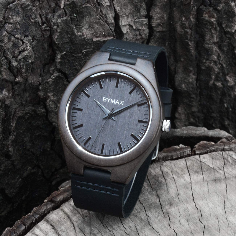 Men's Quartz Wooden Wrist Watches with Leather Strap Band 