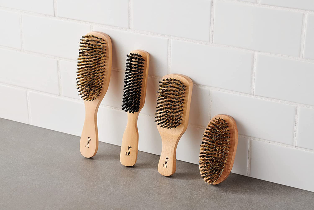 Diane Nylon Reinforced Boar Bristle Brush with Firm Bristles for Thick Coarse Hair – Use for Smoothing, Styling, Wave Styles, Club Handle, D8159
