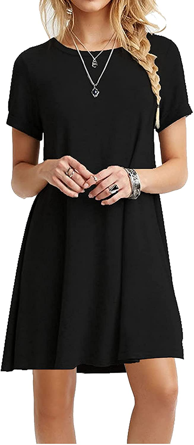 molerani women's casual swing simple t shirt loose dress MOLERANI Women's Casual Plain Simple T-Shirt Loose Dress – MODAndME