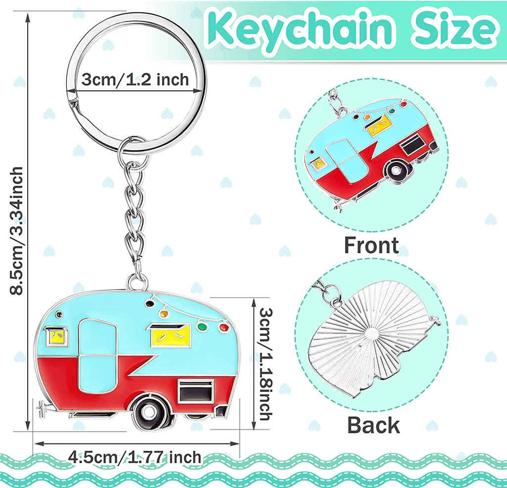 Camper Keychain Camper Accessories for Travel Trailers Retro Camping RV Keychain Set for Women Men Couples Travel Accessorie