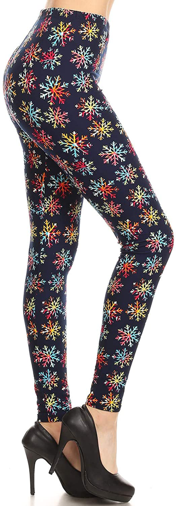 Women's Ultra Soft Christmas Reindeer Santa Snowman Holiday Printed Fashion Leggings BAT22