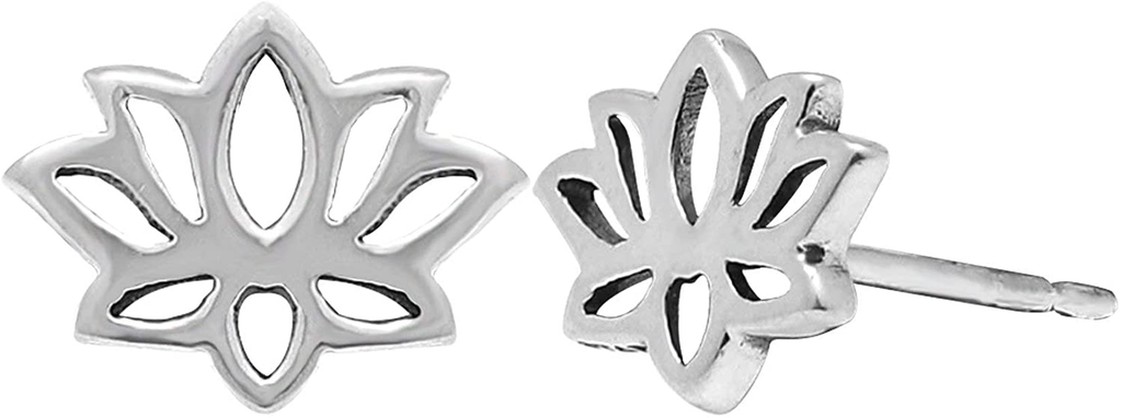 Boma Jewelry Sterling Silver Lotus Blossom Flower Stud Earrings