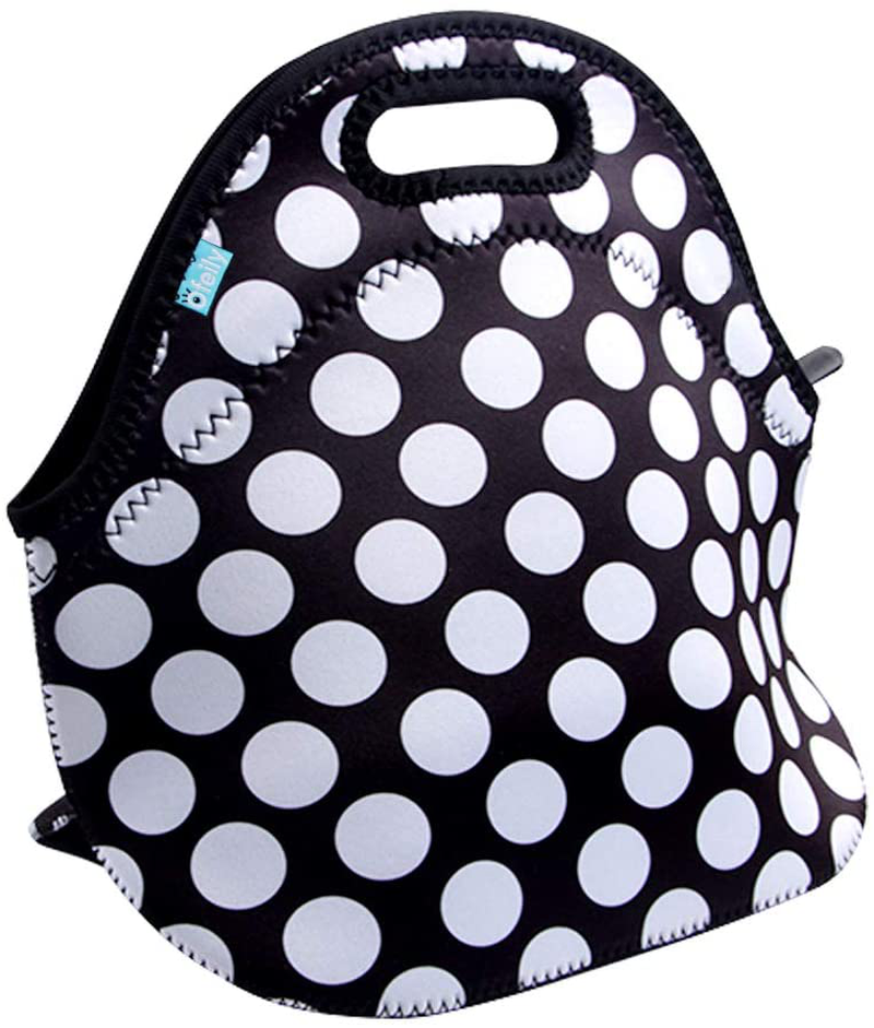 Lunch Tote, OFEILY Lunch boxes Lunch bags with Fine Neoprene Material Waterproof Picnic Lunch Bag Mom Bag (White Dots)