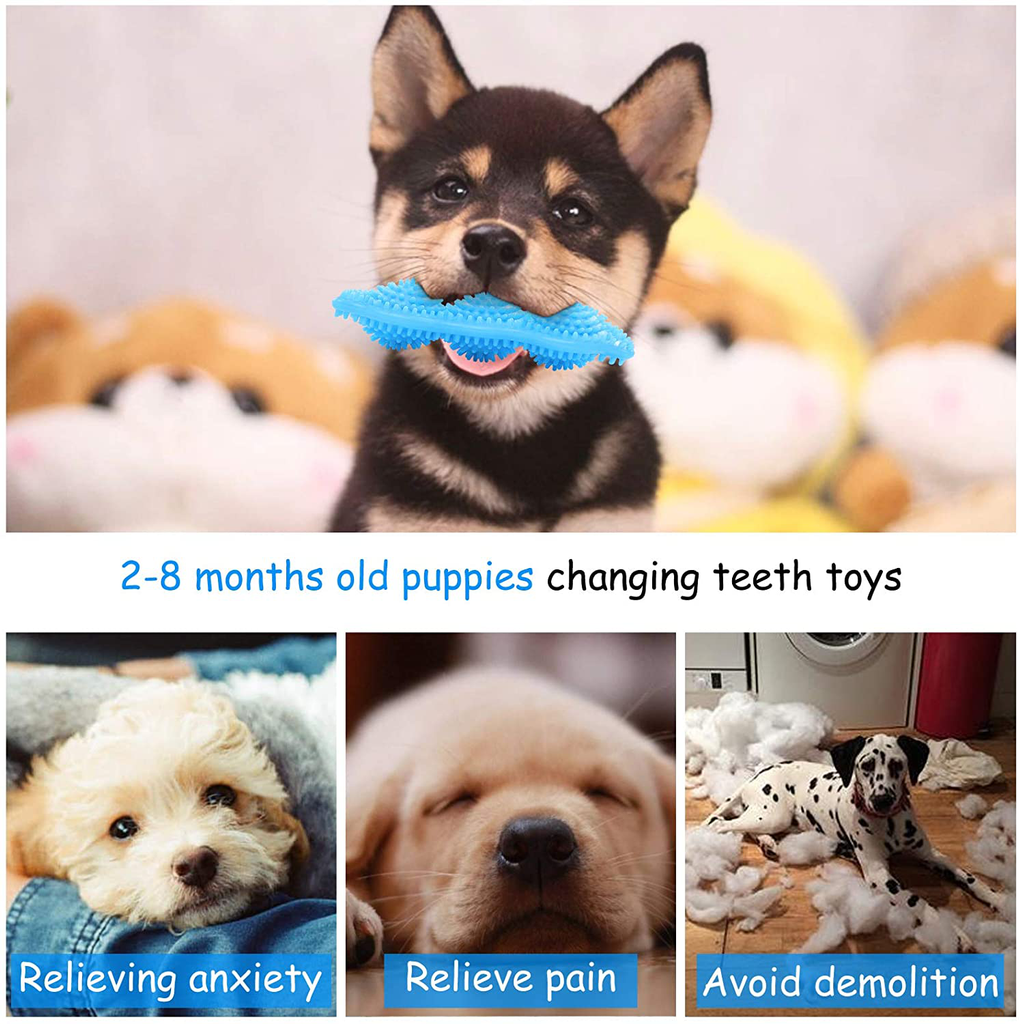 WHRPEN 3 Pack Dog Chew Toy for Teething, 2-8 Months Puppy Teething Chew Toys, 360° Clean Pet Teeth & Soothe Pain of Teeth Growing, Puppy Toys, Both Small Dogs & Medium Dog Suitable