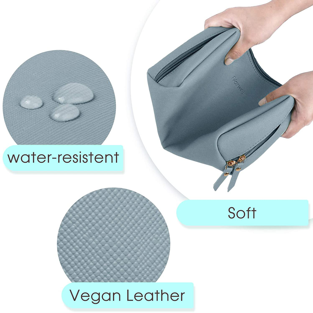 Vegan Leather Makeup Bag Zipper Pouch Travel Cosmetic Organizer for Women and Girls