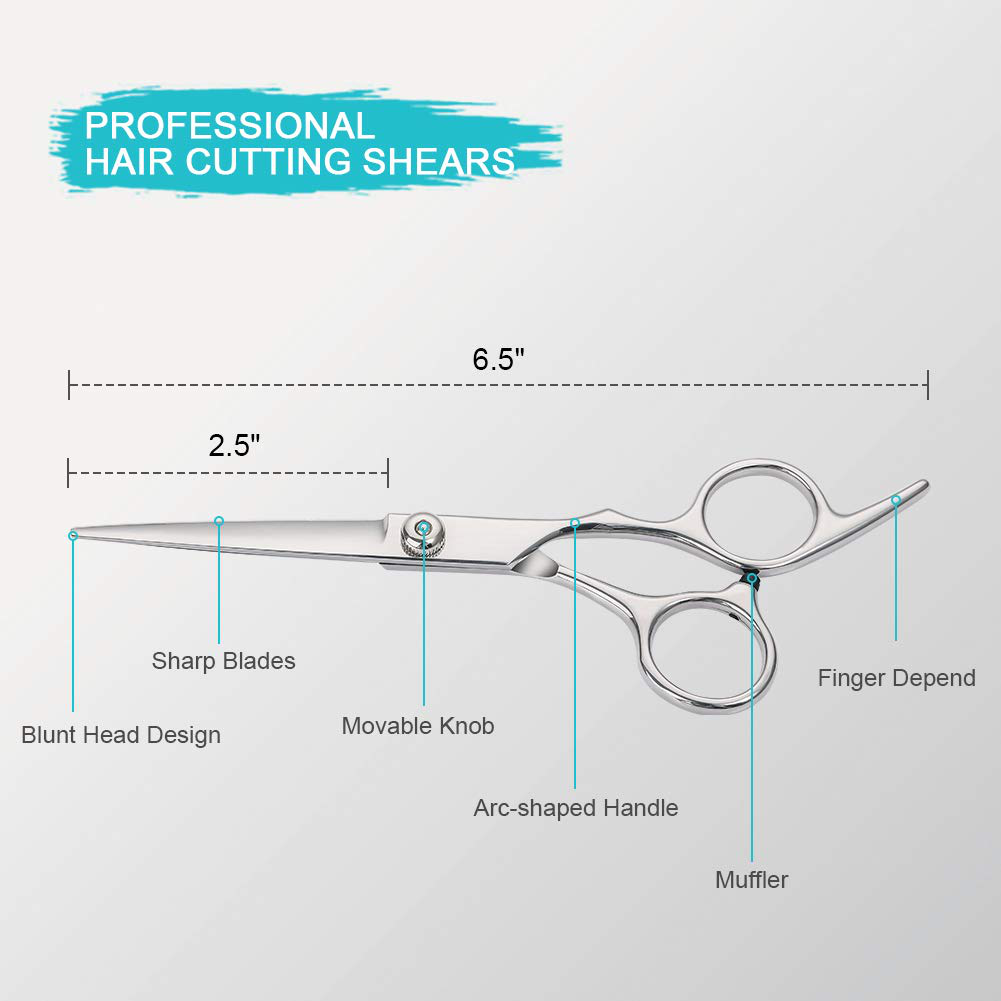 Hair Cutting Scissors Barber Scissors - Professional 6.5 Inches Stainless Steel Razor Edge Hair Shears for Women Men Salon Home