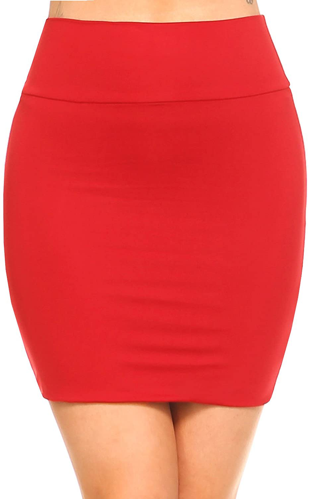 Fashionazzle Women's Casual Rayon Stretchy Bodycon Pencil Mini Skirt