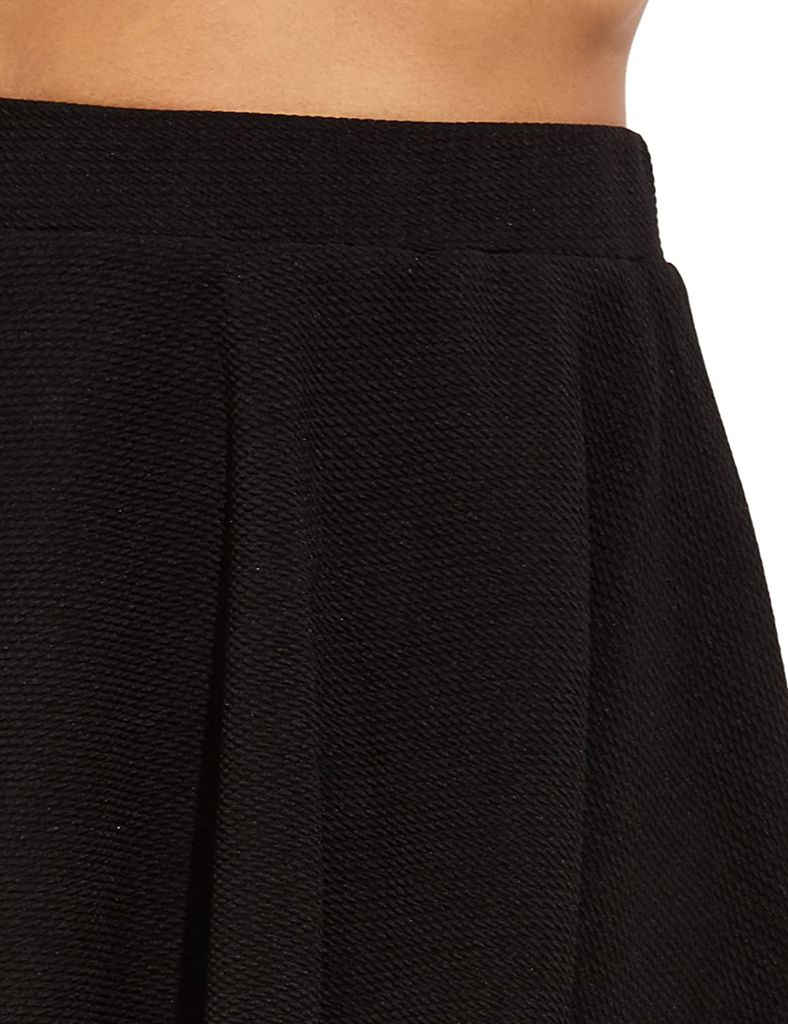 SheIn Women's Basic Solid Cutout Scallop Hem Flared Mini Skater Skirt