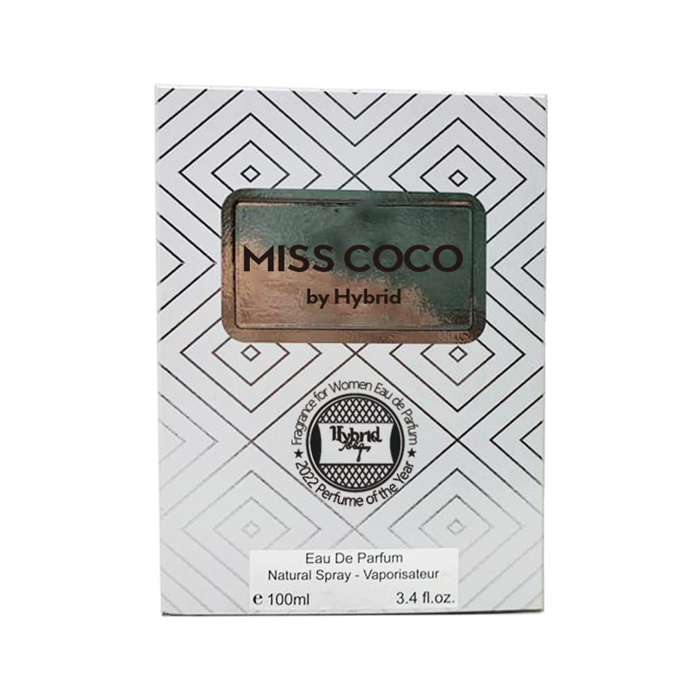 Hybrid & Company Miss Coco Fragrance for Women Eau De Parfum Natural Spray Sensual Scent, 3.4 Fl Oz