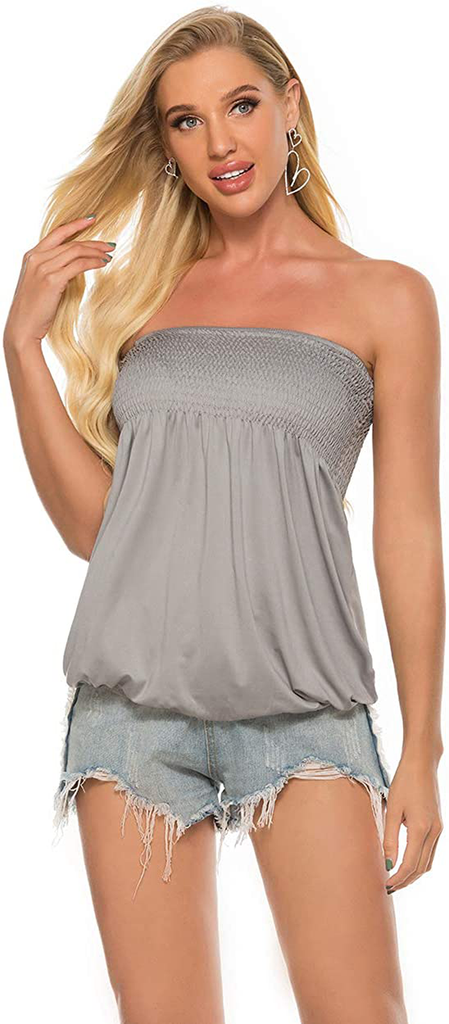 Womens Holiday Strapless Pleated Tube Top Shirt Halter Twisted Tank Top Blouse