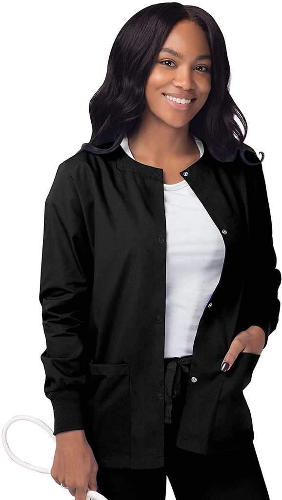 Sivvan Women's Scrubs Warm-Up Jacket/Front Snaps - Round Neck