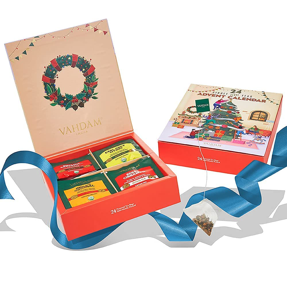 VAHDAM, Advent Calendar 2021 | Christmas Tea Advent Calendar Gift | 24 Varieties of Organic Tea Bags in a Holiday Gift Box| 100% Natural Ingredients| Christmas Gifts for Women & Men | Festive Gift Set