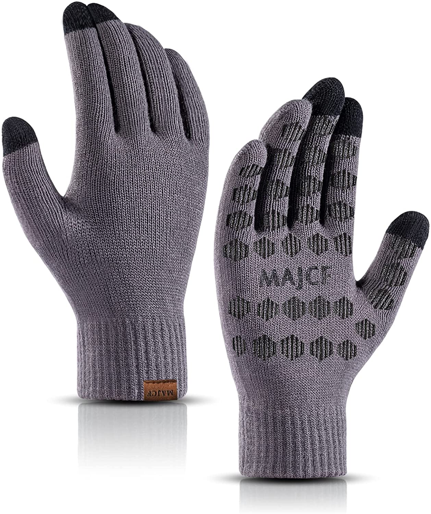 MAJCF Winter Gloves for Men Women Cold Weather,Thermal Knit Touch Screen Gloves