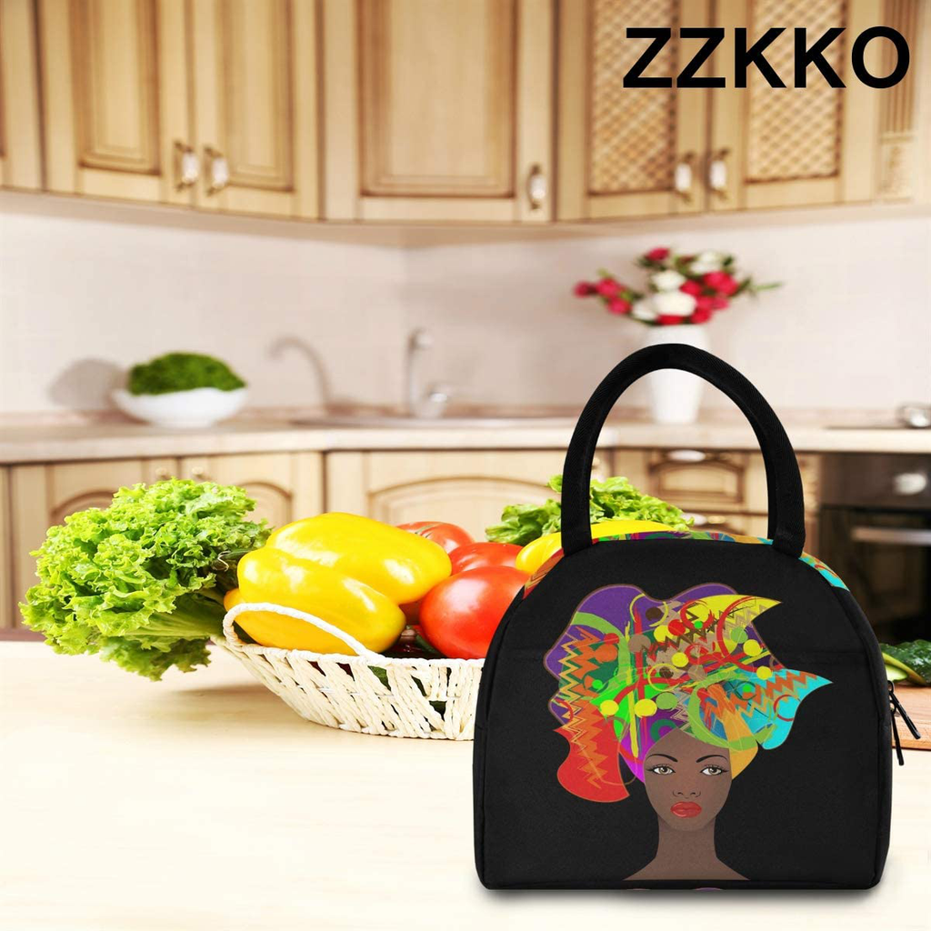 ZZKKO Sugar Skull Lunch Bag Box Tote Organizer Lunch Container Insulated Zipper Meal Prep Cooler Handbag For Women Men Home School Office Outdoor Use
