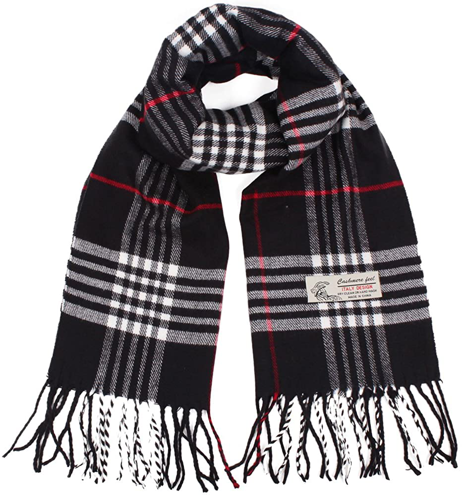 Plaid Cashmere Feel Classic Soft Luxurious Winter Scarf for Men Women