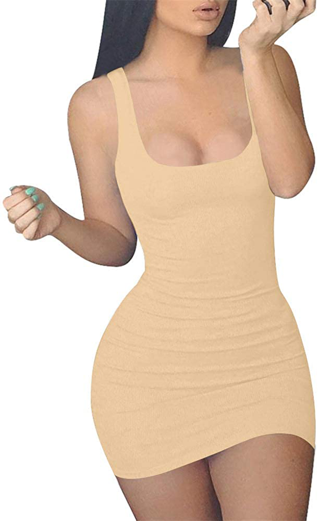 GOBLES Women's Casual Summer Sleeveless Mini Sexy Bodycon Tank Club Dress