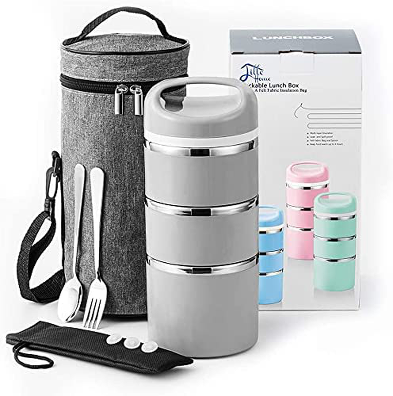 Soup Thermos for 2 Tier 51 Oz Stackable Thermos for Hot Food Stainless Steel