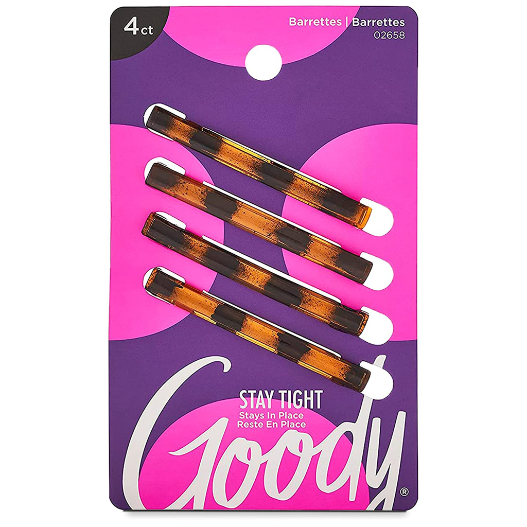 Goody Hair Classics Stay Tight Hair Barrette Mock Tort, 4 Count