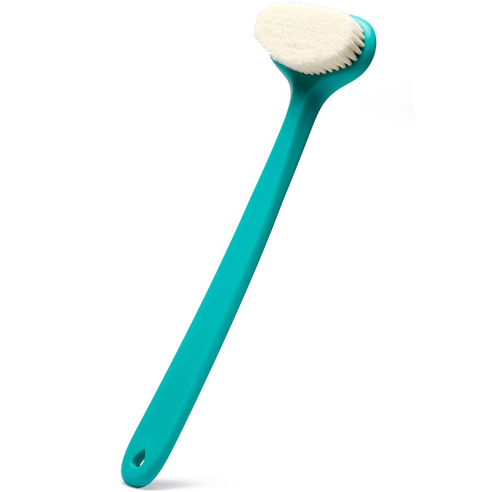 Bath Body Brush with Comfy Bristles Long Handle Gentle Exfoliation Improve Skin's Health and Beauty Wet or Dry Brushing Back Scrubber for Shower (Green)