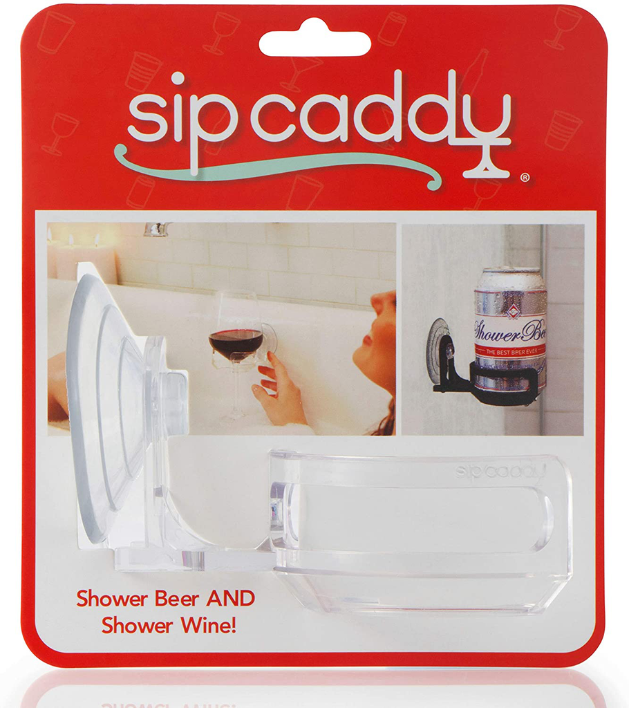 SipCaddy Shower Beer and Bath Wine Holder! Portable Cupholder Shower Caddy Drink Holder for Beer & Wine, American-Made Suction Cup, The Original - The Best, Clear