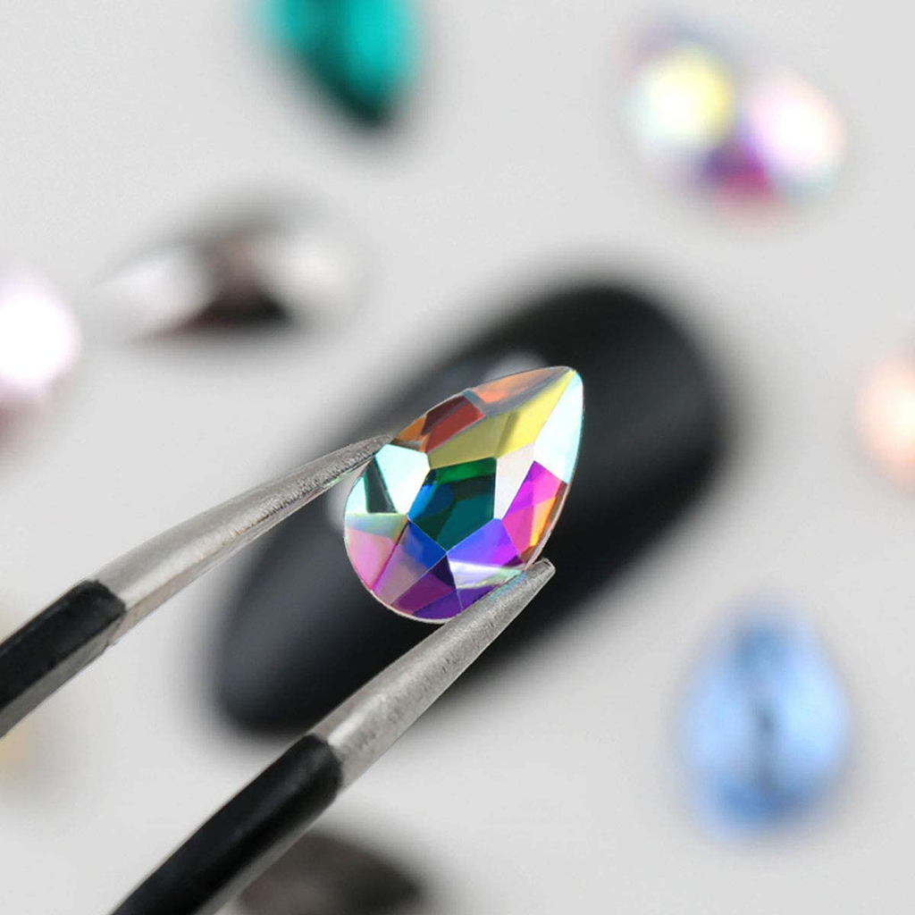 120 Pcs Multi Shapes Glass Crystal AB Rhinestones for Nail Art Craft, Mix 12 Style Flatback Crystals 3D Decorations Flat Back Stones Gems Set (120 Pcs Crystals+1728 Pcs Rhinestones)