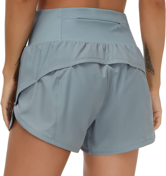 THE GYM PEOPLE Womens High Waisted Running Shorts Quick Dry Athletic  Workout Shorts with Mesh Liner Zipper Pockets in 2023