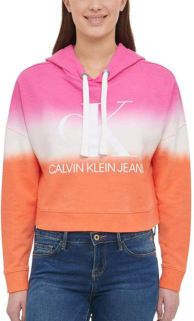 Calvin Klein Jeans Womens Monogram Logo Tie Dye Block Hoodie