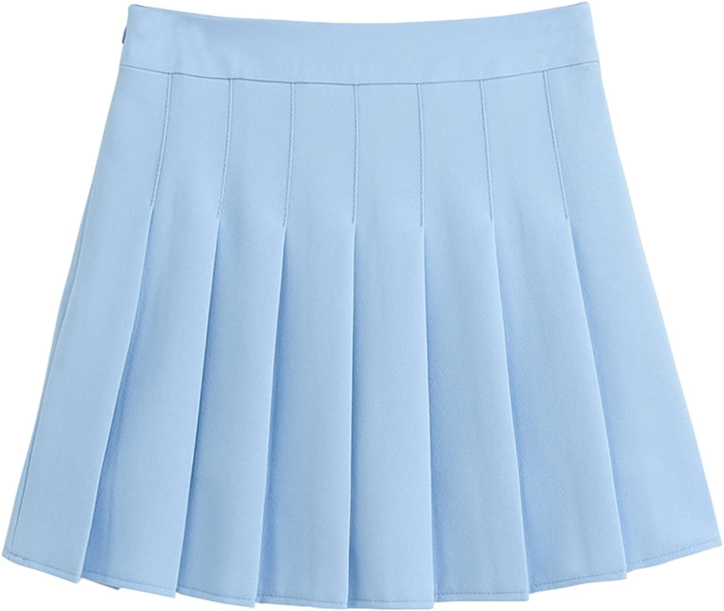 chouyatou Women's Simple High Waist All Around Pleated A-Line Skirt